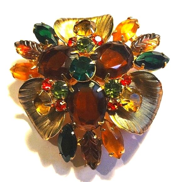 JULIANA MULTICOLORED VINTAGE BROOCH - Picture 1 of 3